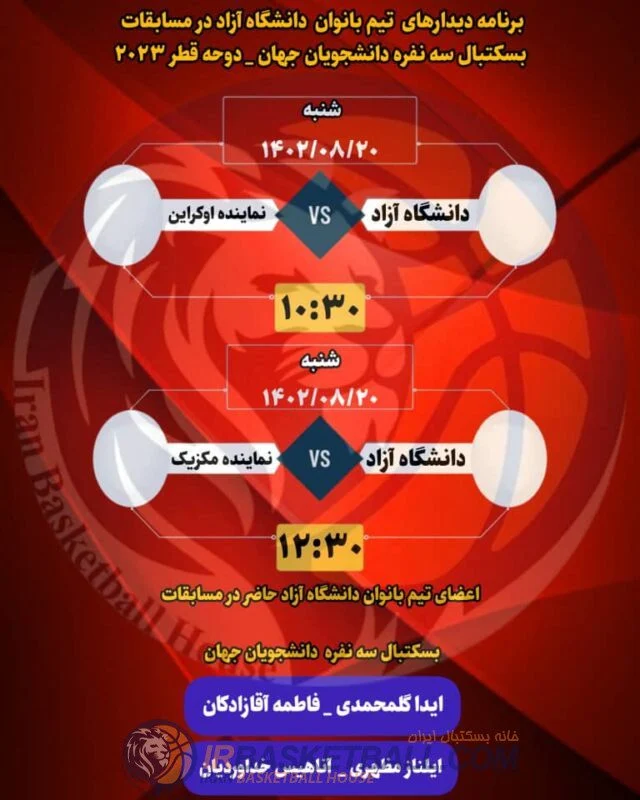 مسابقات بسکتبال سه نفره دانشجویان جهان با حضور تیم بانوان دانشگاه آزاد